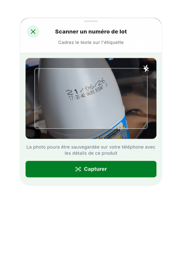 Scan du numéro de lot