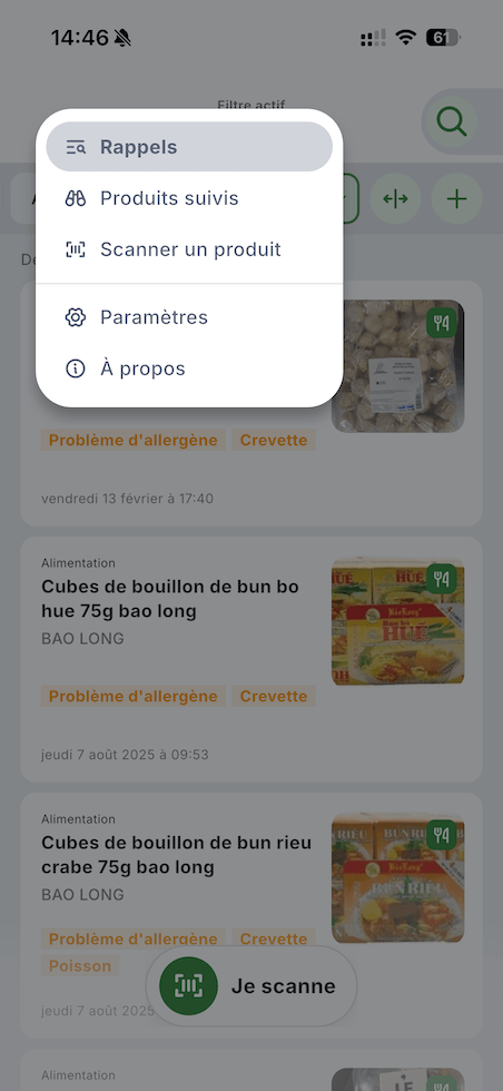 Réglages des rappels conservés pour le mode hors ligne