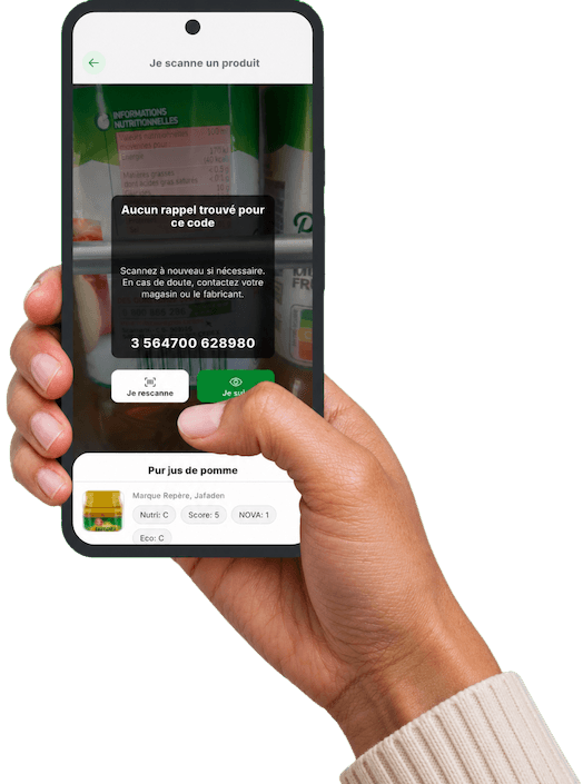 Ecran de l'application Alerte-Conso
